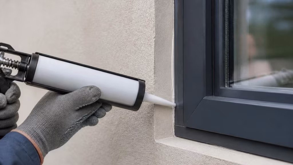 Fitter sealing around a new aluminium window frame
